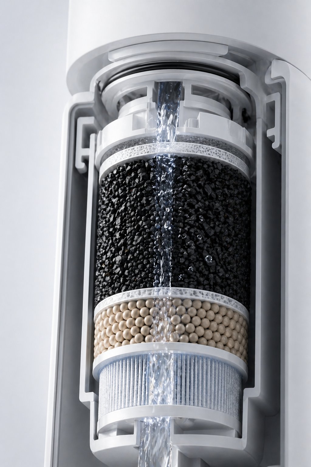 Activated carbon and bio-ceramic media inside the Haven+ filter