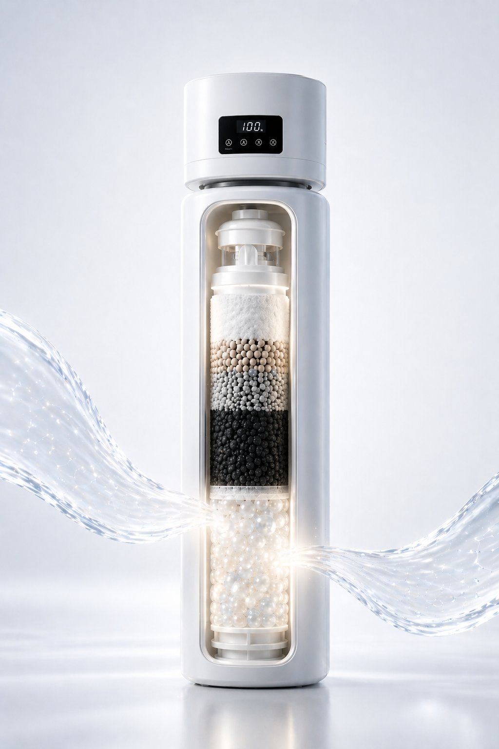 Haven+ unit with water structuring into hexagonal molecular clusters